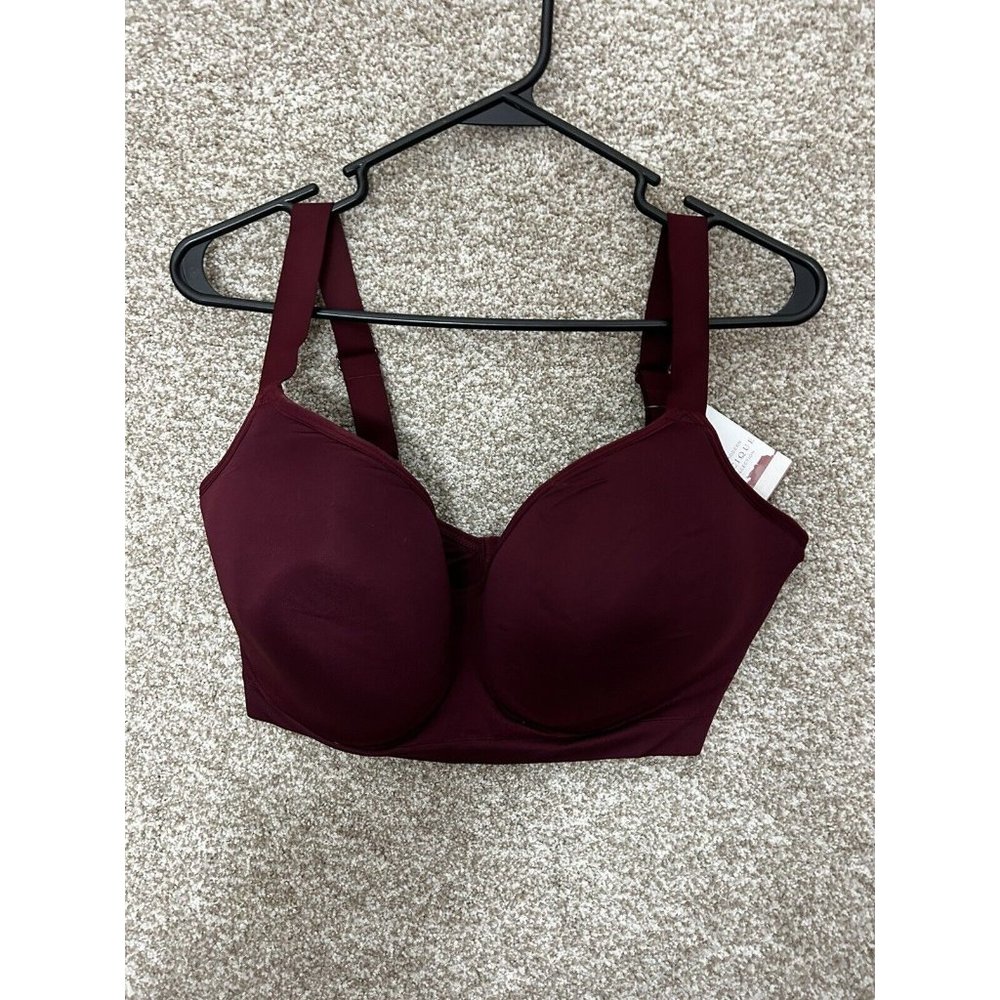 Lane Bryant Cacique Modern Collection Maroon Reversible Bralette Size 38G